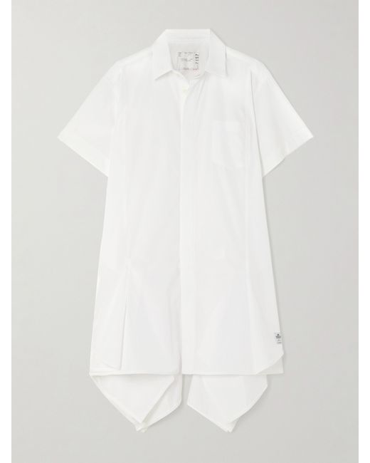 Sacai Cotton-poplin Mini Shirt Dress Neutral