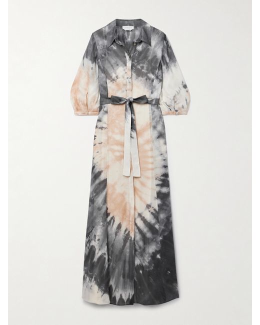 Gabriela Hearst Daisy Belted Tie-dyed Cashmere Silk And Wool-blend Maxi Dress