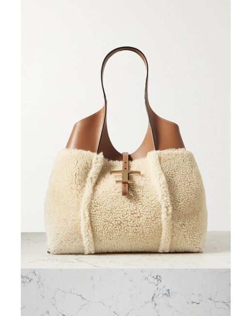 Tod's Leather And Shearling Shoulder Bag