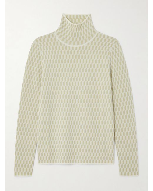 Joseph Fine Alcove Jacquard-knit Merino Wool Turtleneck Sweater Light