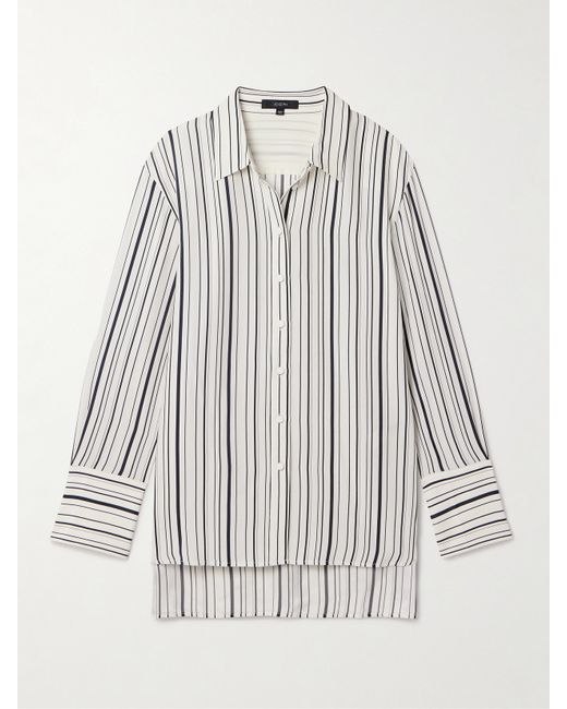 Joseph Striped Silk Crepe De Chine-jacquard Shirt