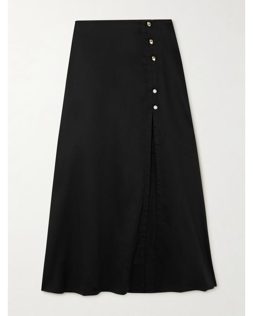 Mother Of Pearl Net Sustain Embellished Tencel Lyocell-blend Twill Midi Skirt
