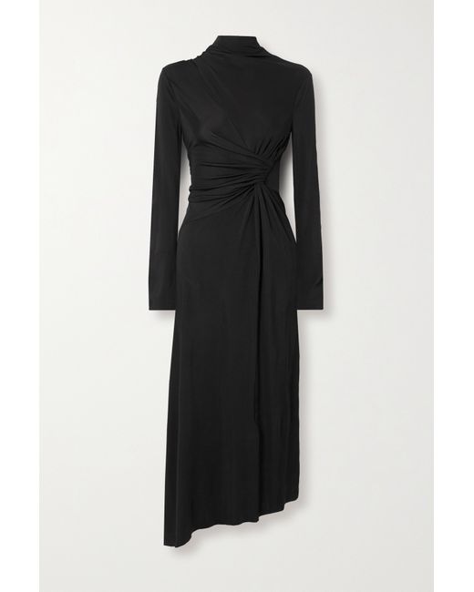 Victoria Beckham Asymmetric Twist-front Jersey Midi Dress