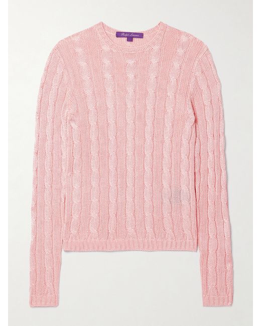 Ralph Lauren Collection Metallic Cable-knit Silk Sweater