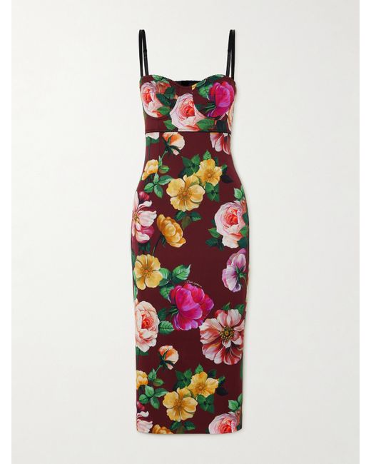 Dolce & Gabbana Floral-print Stretch Silk-blend Mini Dress