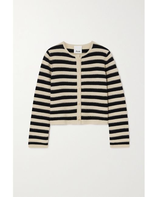 Allude Striped Wool And Cashmere-blend Cardigan