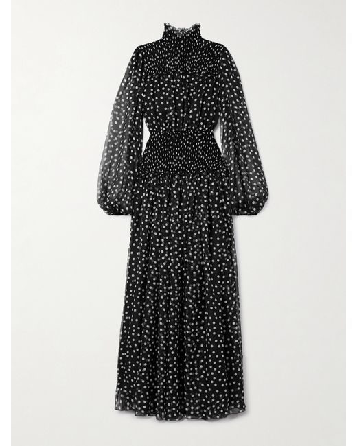 Dolce & Gabbana Printed Shirred Silk-georgette Maxi Dress
