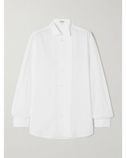 Loewe Pleated Striped Cotton-poplin Shirt