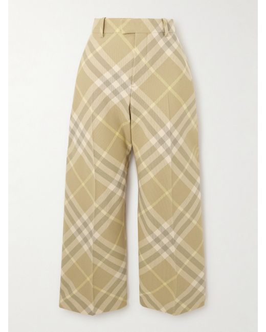 Burberry Cropped Checked Wool Straight-leg Pants