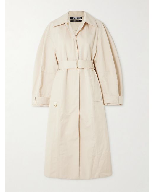 Jacquemus Bari Belted Cotton And Linen-blend Trench Coat Neutral