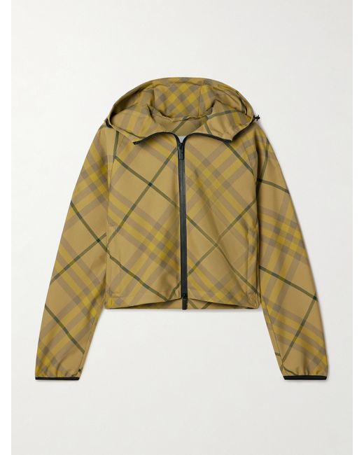 Burberry Cropped Hooded Checked Twill Jacket