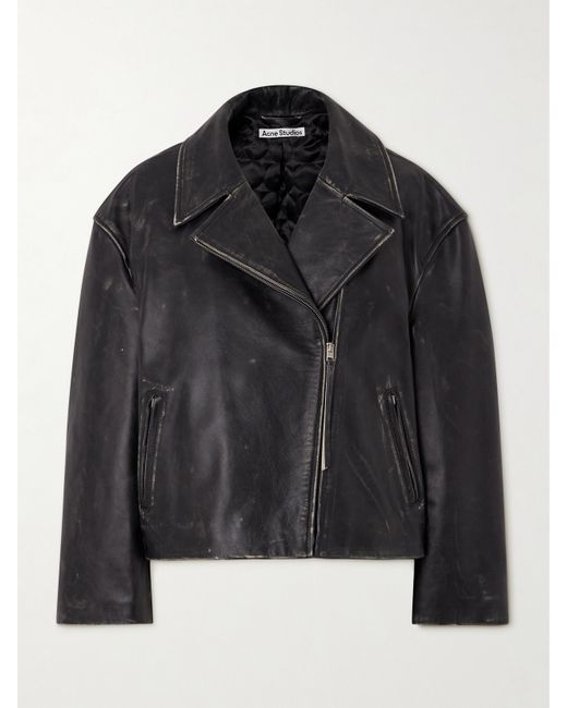 Acne Studios Distressed Leather Biker Jacket