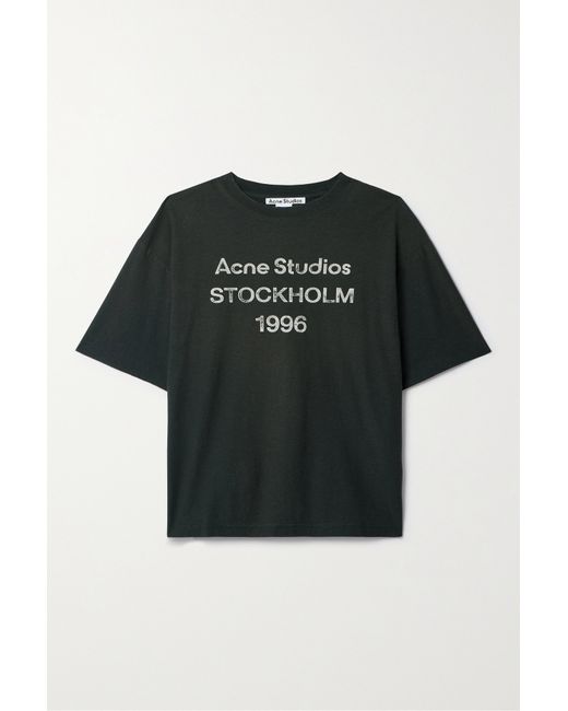 Acne Studios Printed Distressed Organic Cotton-jersey T-shirt