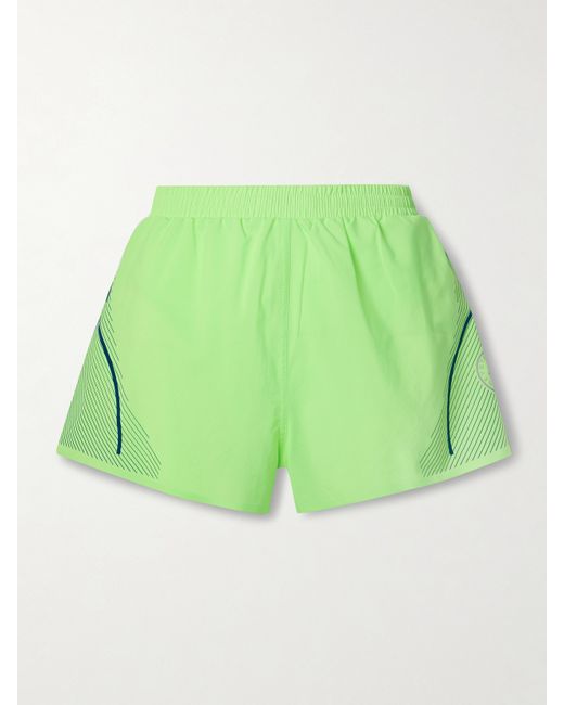 Adidas by Stella McCartney Truepace Printed Recycled-ripstop Shorts Chartreuse