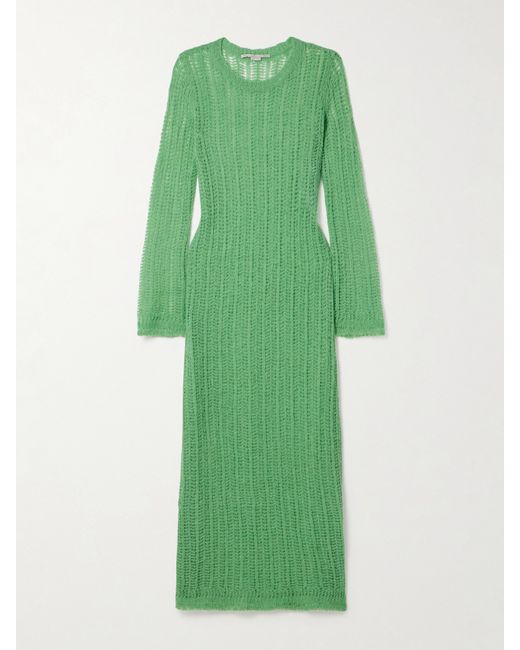 Stella McCartney Net Sustain Open-knit Alpaca-blend Midi Dress