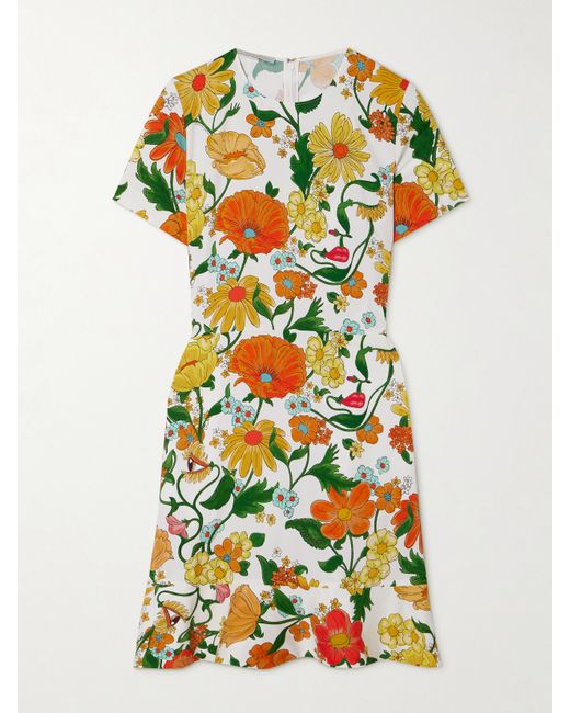 Stella McCartney Net Sustain Ruffle-trimmed Floral-print Twill Mini Dress