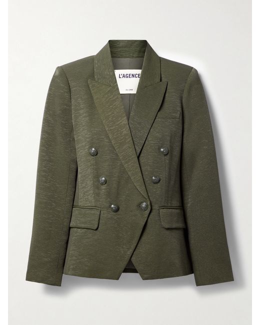 L'agence Kenzie Double-breasted Faille Blazer Forest
