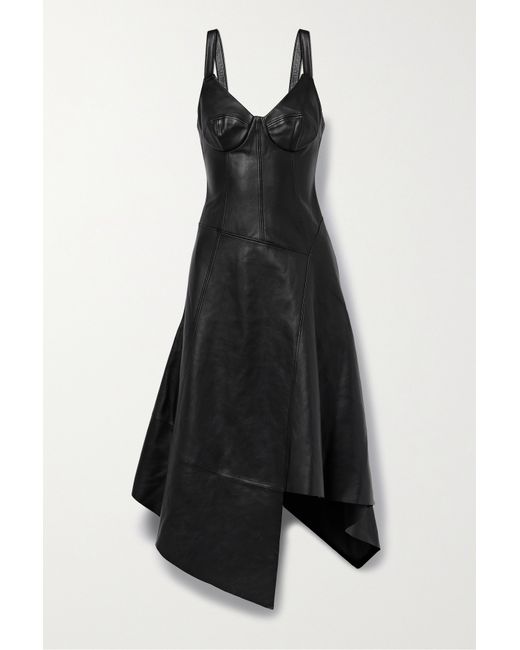 Jason Wu Collection Asymmetric Paneled Leather Midi Dress