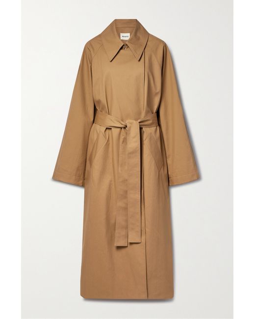 Khaite Minnie Belted Cotton-blend Twill Trench Coat Tan