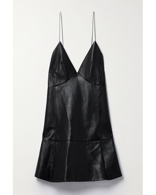 Khaite Archie Pleated Leather Mini Dress