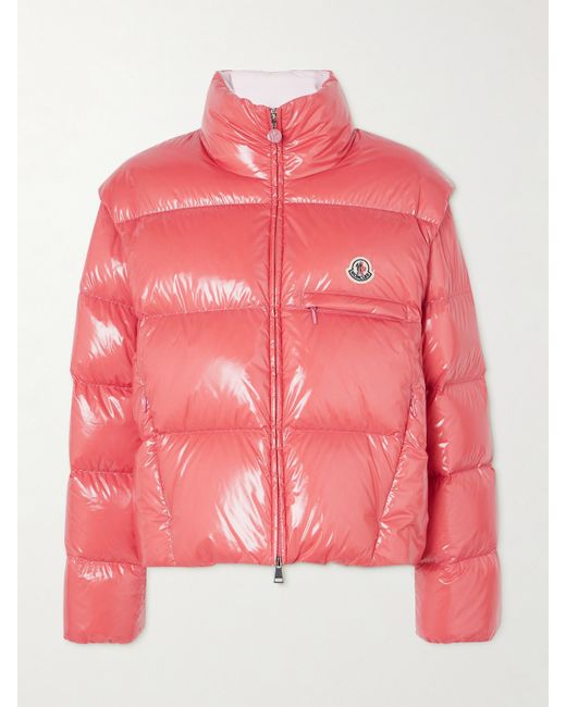 Moncler Almo Convertible Appliquéd Quilted Glossed-shell Down Jacket