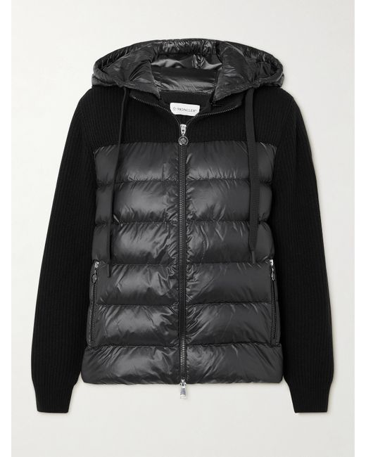 Moncler Ribbed Quilted Hooded Wool-trimmed Shell Down Jacket