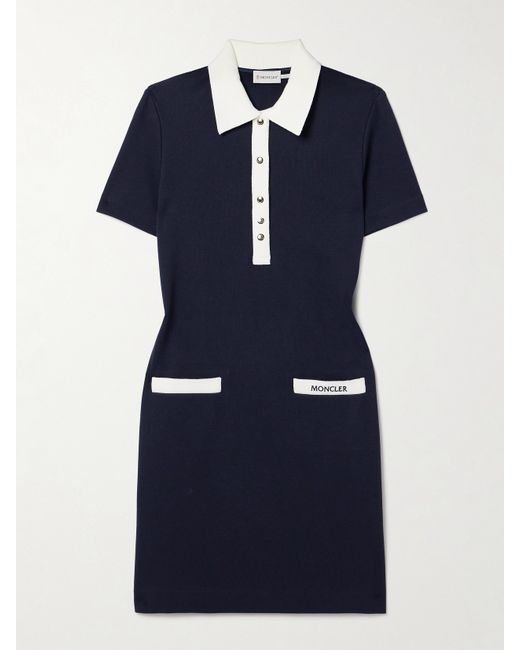 Moncler Cotton-blend Jersey Mini Dress Navy