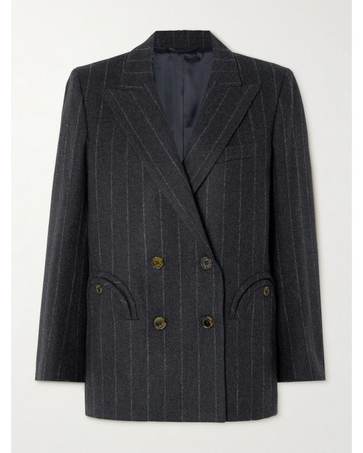 Blazé Milano Everynight Double-breasted Pinstriped Wool And Cashmere-blend Blazer