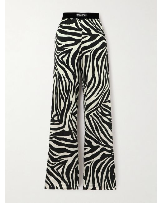 Tom Ford Zebra-print Silk-blend Satin Straight-leg Pants Zebra print