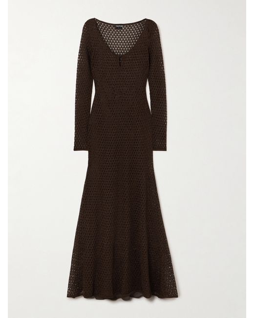 Tom Ford Metallic Open-knit Maxi Dress
