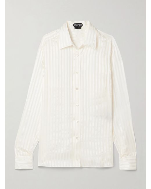Tom Ford Striped Silk-satin Jacquard Shirt