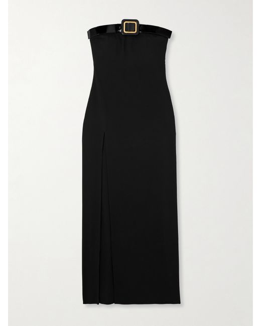 Tom Ford Strapless Patent Leather-trimmed Crepe Gown