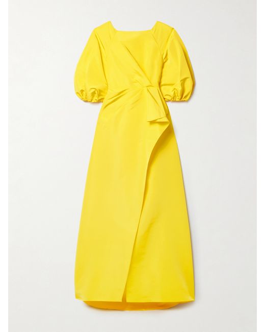 Carolina Herrera Wrap-effect Draped Silk-faille Gown