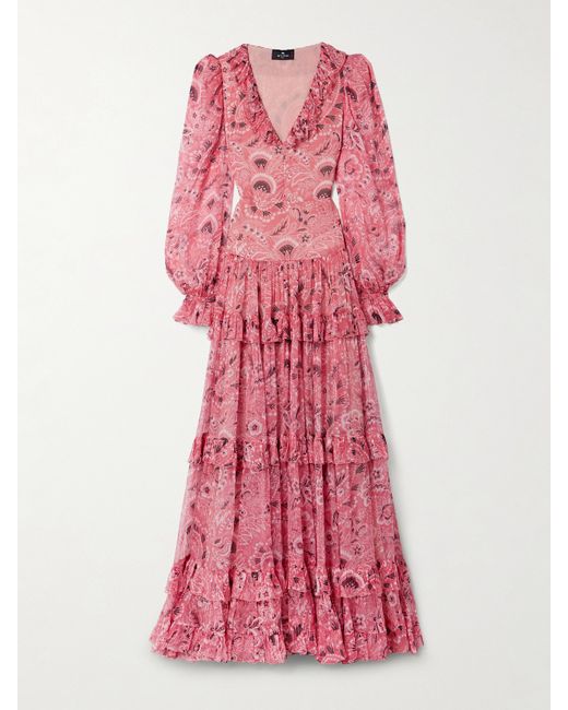 Etro Ruffled Paisley-print Silk-crepon Maxi Dress
