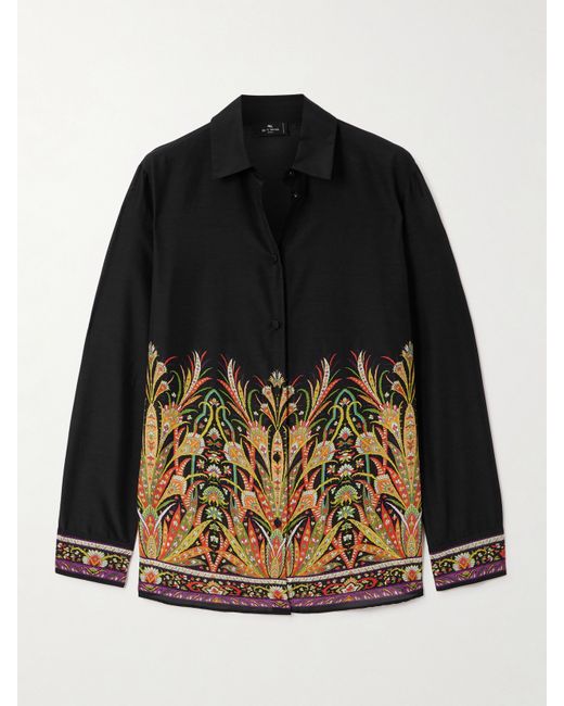 Etro Printed Cotton And Silk-blend Shirt