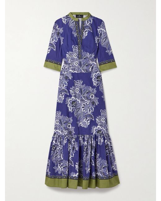 Etro Floral-print Cotton-poplin Midi Dress