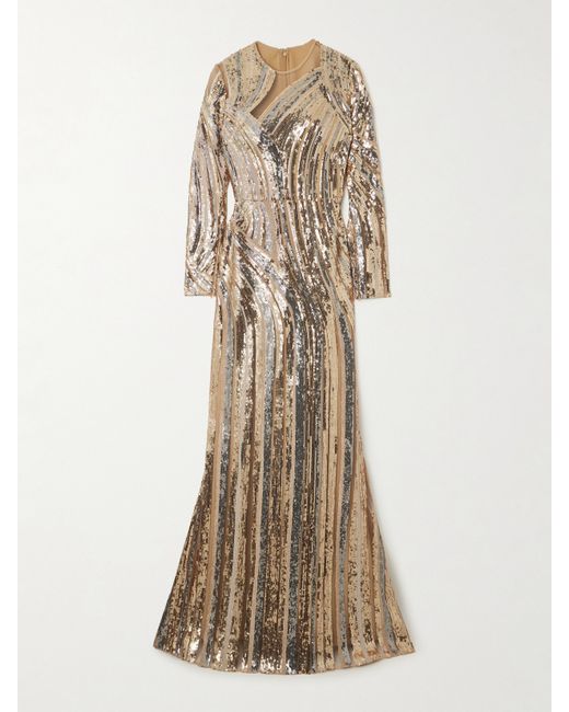 Elie Saab Sequined Tulle Gown