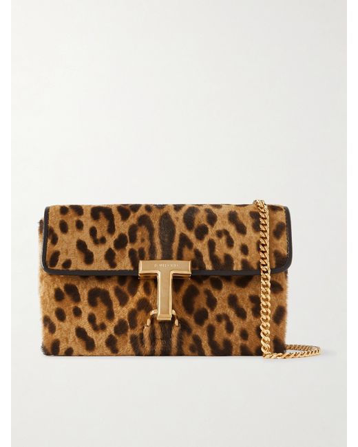 Tom Ford Monarch Mini Leather-trimmed Leopard-print Calf Hair Shoulder Bag Leopard print