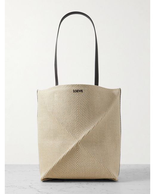 Loewe Puzzle Fold Leather-trimmed Canvas Tote