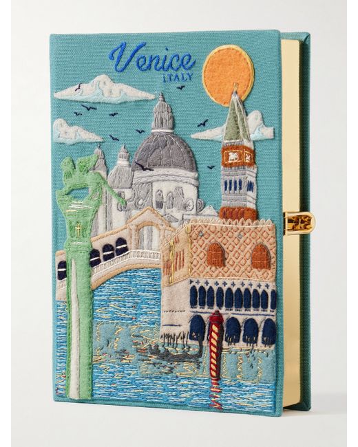Olympia Le-Tan Venice Voyages Embroidered Appliquéd Canvas Clutch