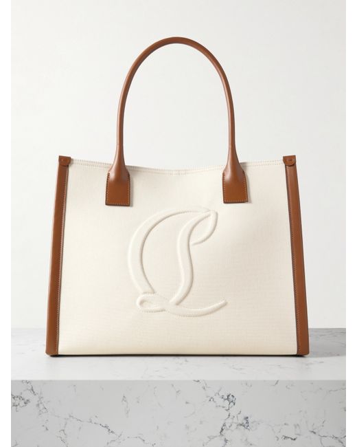 Christian Louboutin By My Side Leather-trimmed Embossed Cotton-canvas Tote