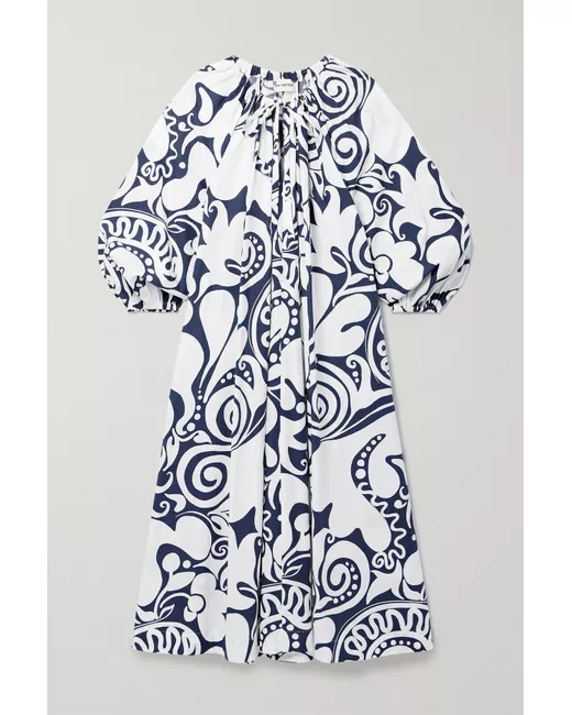 Mara Hoffman Net Sustain Salma Printed Organic Cotton-poplin Maxi Dress Navy