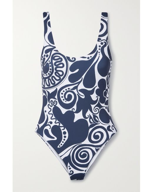 Mara Hoffman Net Sustain Jodi Printed Swimsuit Navy