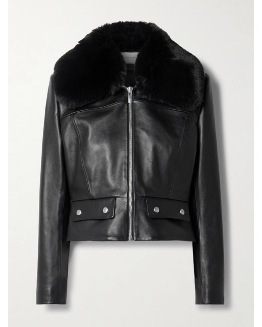 Magda Butrym Faux Fur-trimmed Leather Jacket