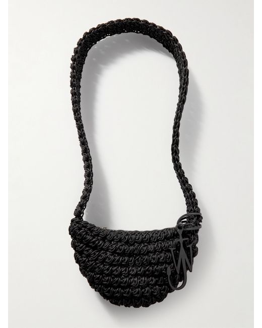 J.W.Anderson Popcorn Leather-trimmed Crocheted Cotton Shoulder Bag