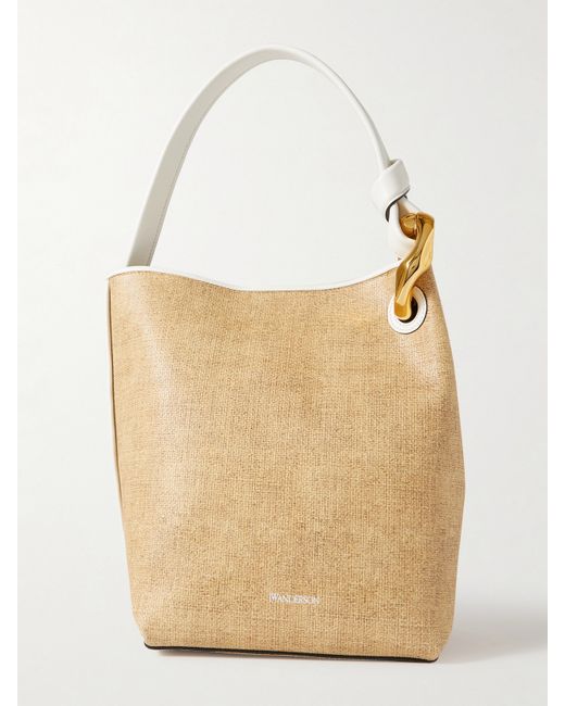 J.W.Anderson Jwa Corner Chain-embellished Printed Textured-leather Bucket Bag