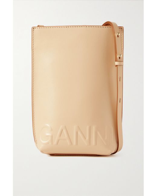Ganni Banner Small Embossed Recycled Leather-blend Shoulder Bag