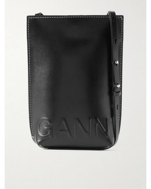Ganni Net Sustain Banner Small Embossed Recycled Leather-blend Shoulder Bag