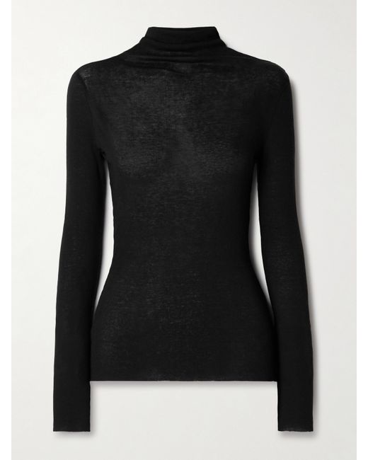 James Perse Ribbed Cotton And Cashmere-blend Turtleneck Top