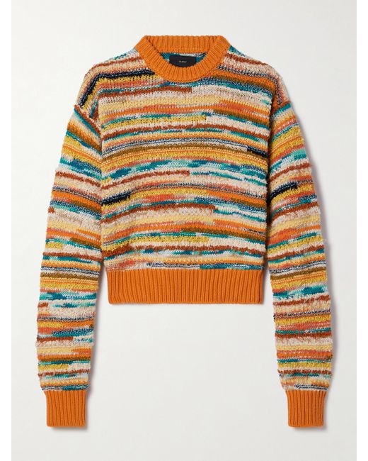 Alanui Madurai Striped Open-knit Cotton-blend Sweater